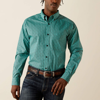 Ariat Mens Berger Fitted Shirt Long Sleeve Shirt Green - 10062204