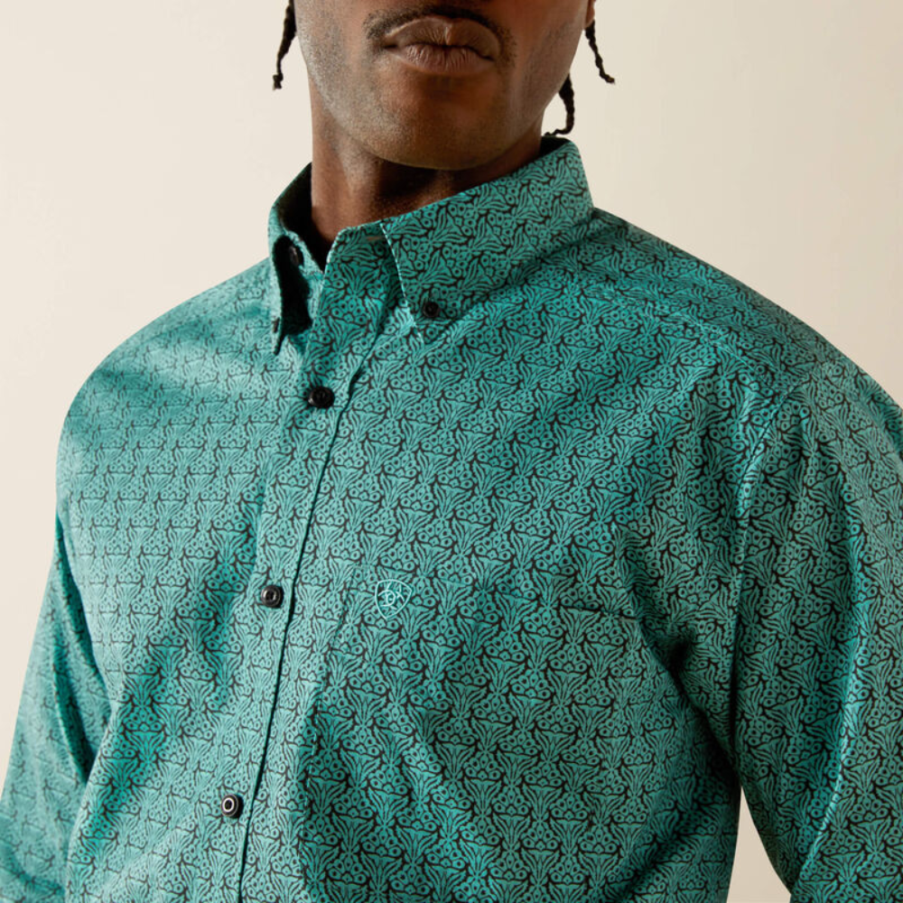 Ariat Mens Berger Fitted Shirt Long Sleeve Shirt Green - 10062204