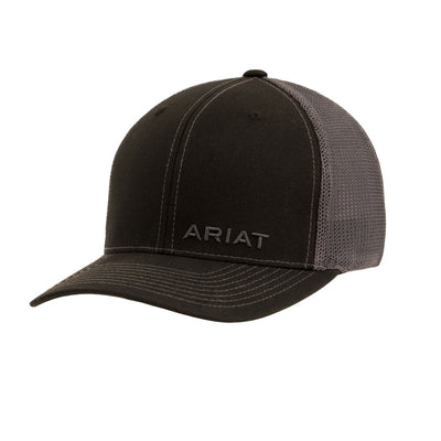 Ariat Mens Black Text Offset Mesh Cap - 1597501