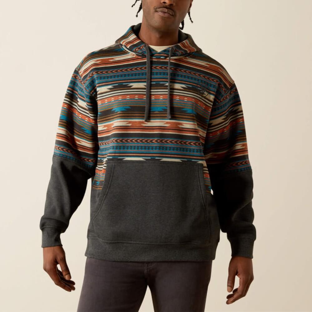 Ariat Mens Color Block Hoodie Rust Serape