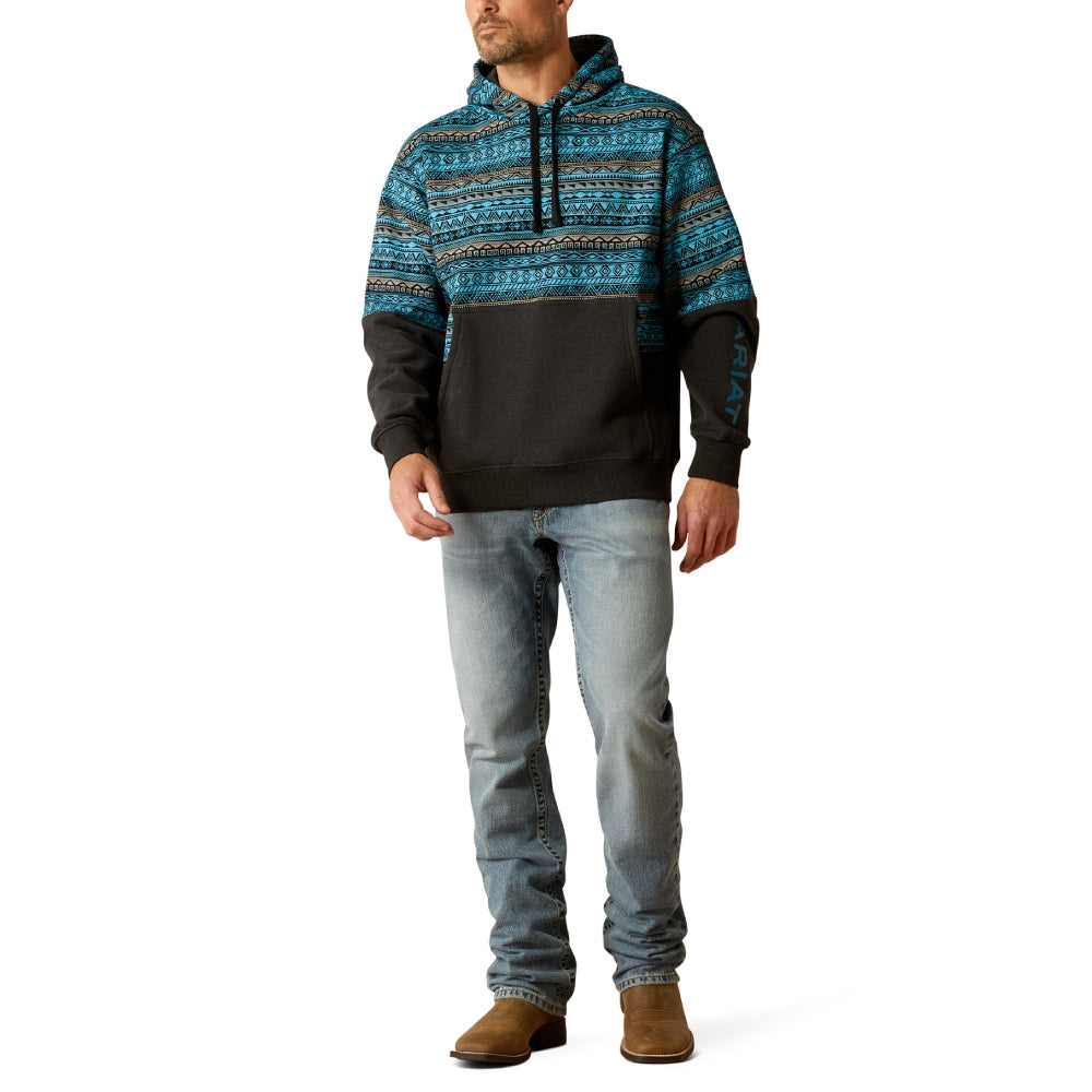 Ariat Mens Block Turquoise Aztec Hoodie