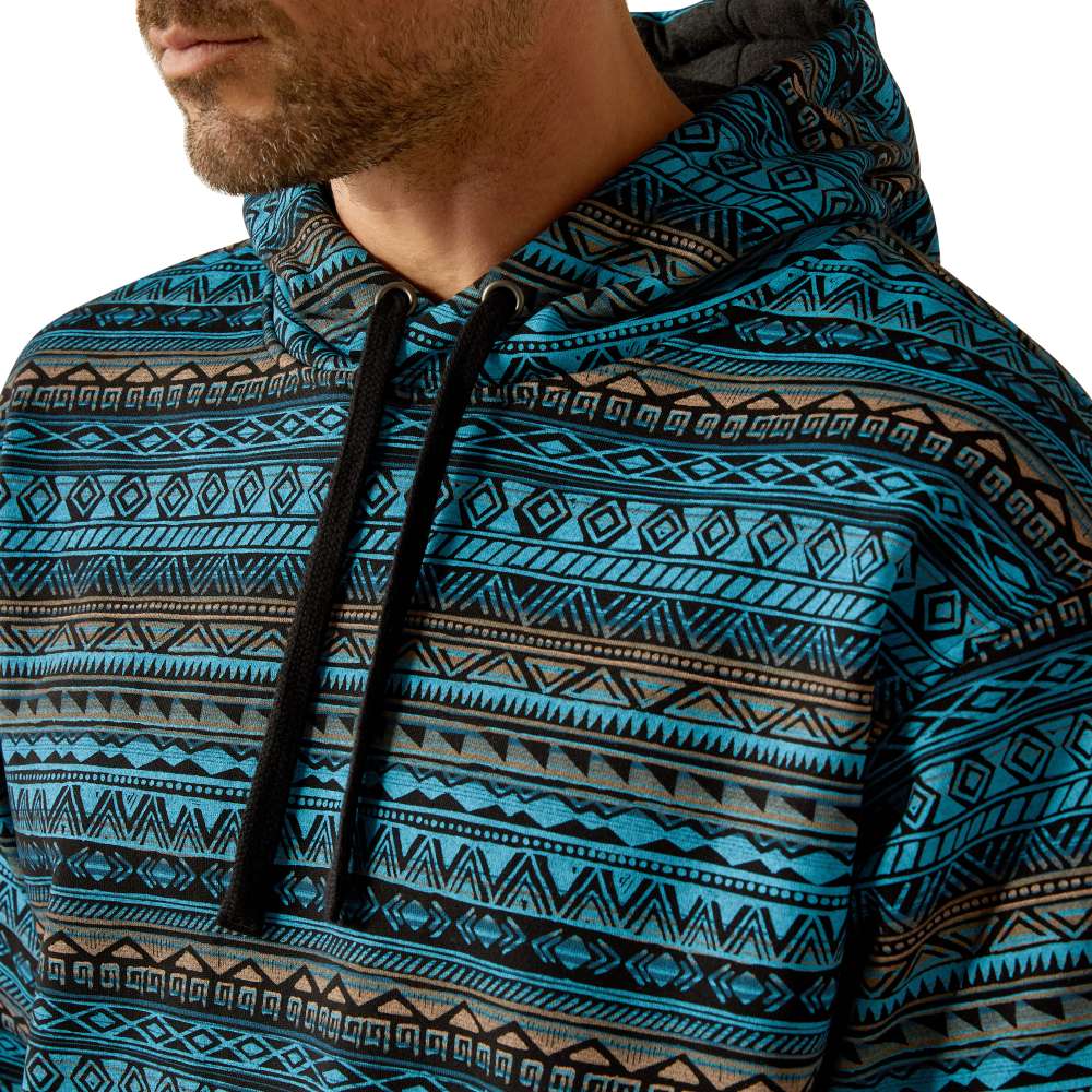 Ariat Mens Block Turquoise Aztec Hoodie