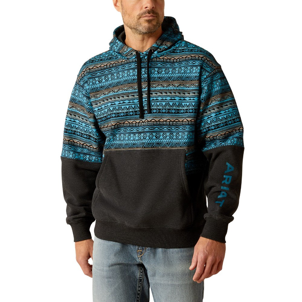 Ariat Mens Block Turquoise Aztec Hoodie