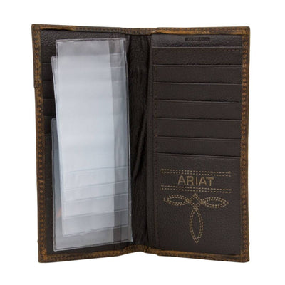 Ariat Mens Brown Leather Checkbook/Rodeo Wallet