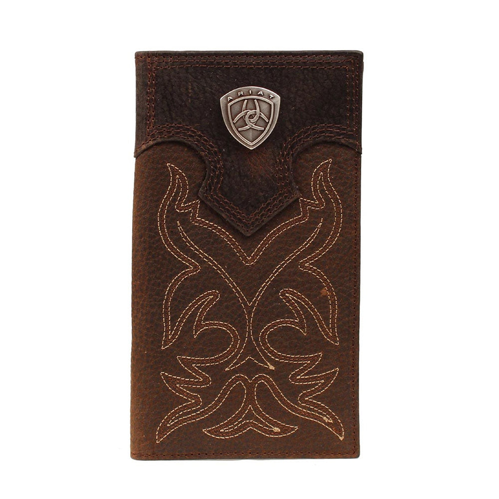 Ariat Mens Brown Leather Checkbook/Rodeo Wallet - A3510802