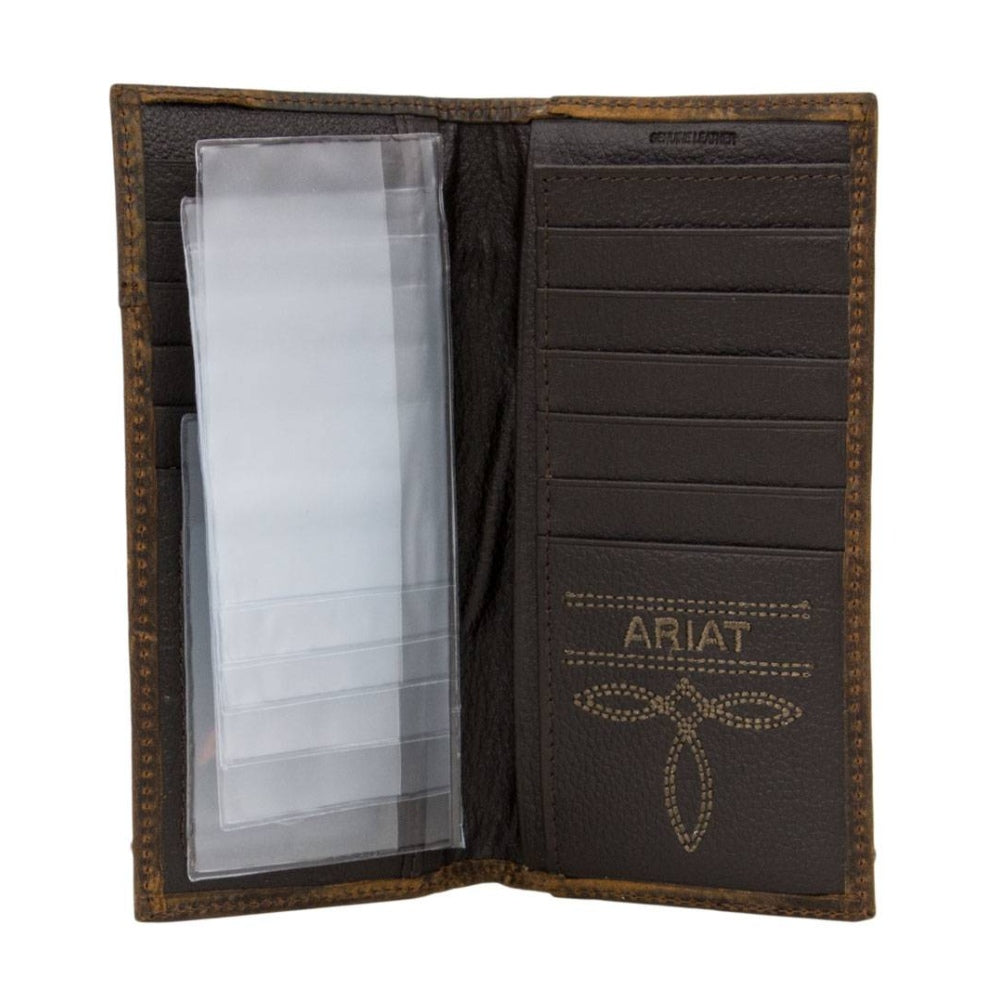 Ariat Mens Brown Leather Checkbook/Rodeo Wallet - A3510802