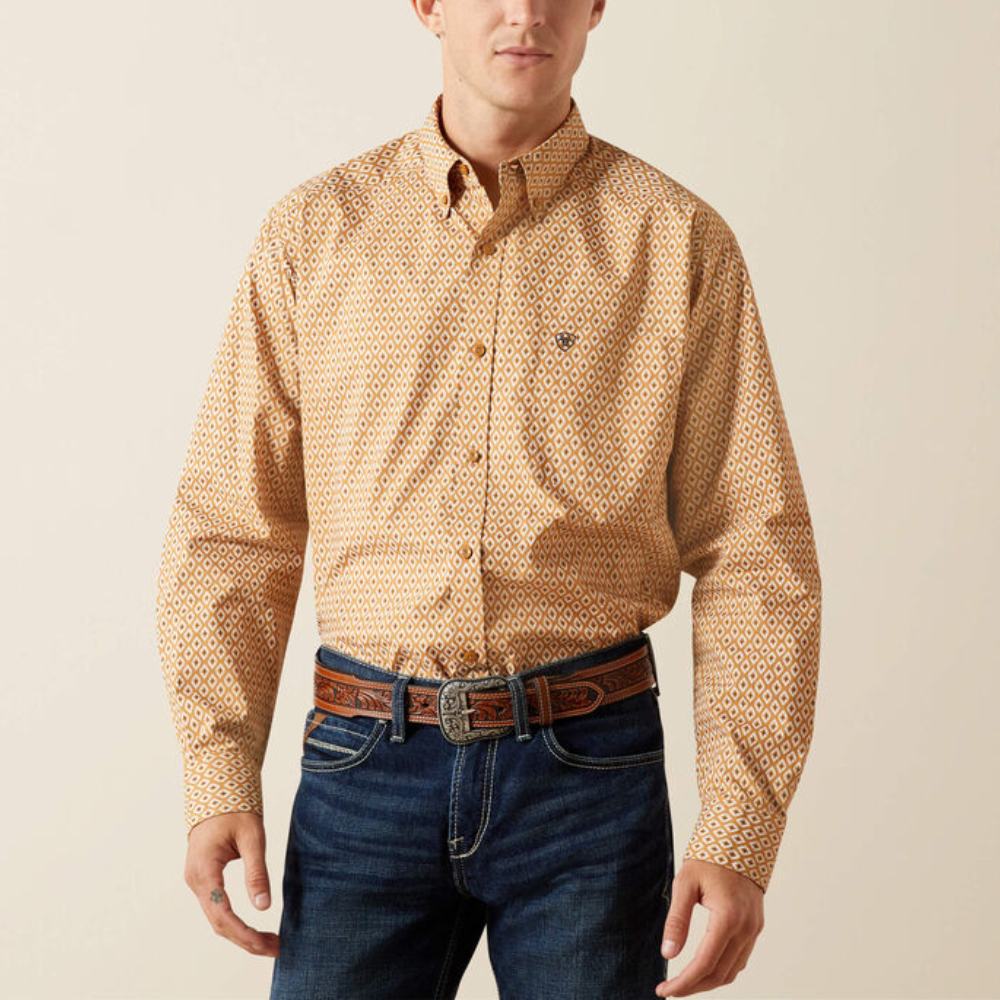 Ariat Mens Burnis Classic Fit Shirt Long Sleeve Shirt Tan