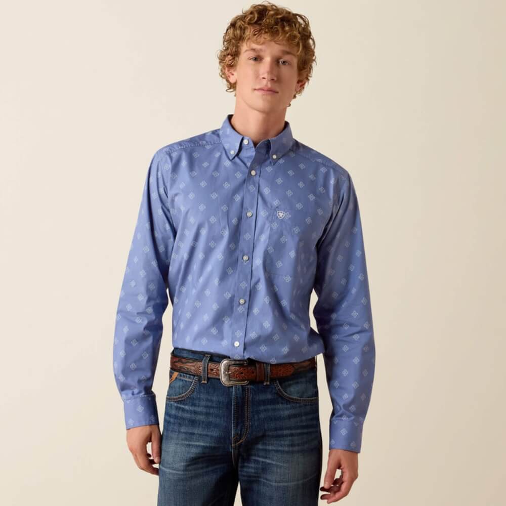 Ariat Mens Byrd Fitted Shirt Colony Blue - 10073533