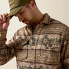Ariat Mens Caldwell Printed Shirt Jacket Savannah Tan Southwest - 10079460