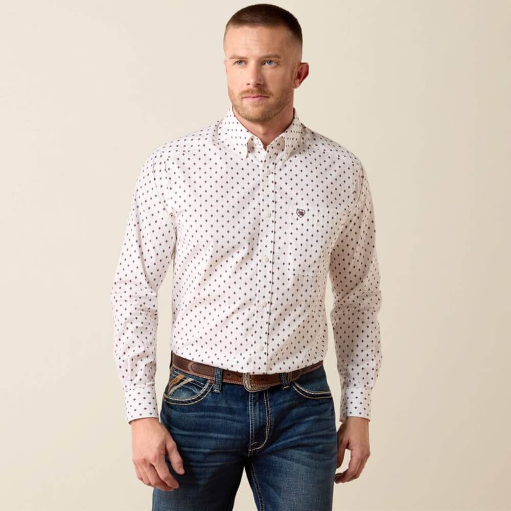 Ariat Mens Campbell Classic Fit Shirt White - 10079423