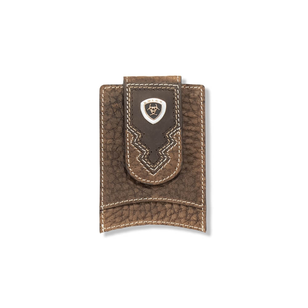 Ariat Mens Card Case Money Clip/Wallet Brown Rowdy - A35639282