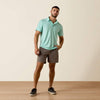 Ariat Mens Charger 2.0 Fitted Polo Shirt Beach Glass - 10073466