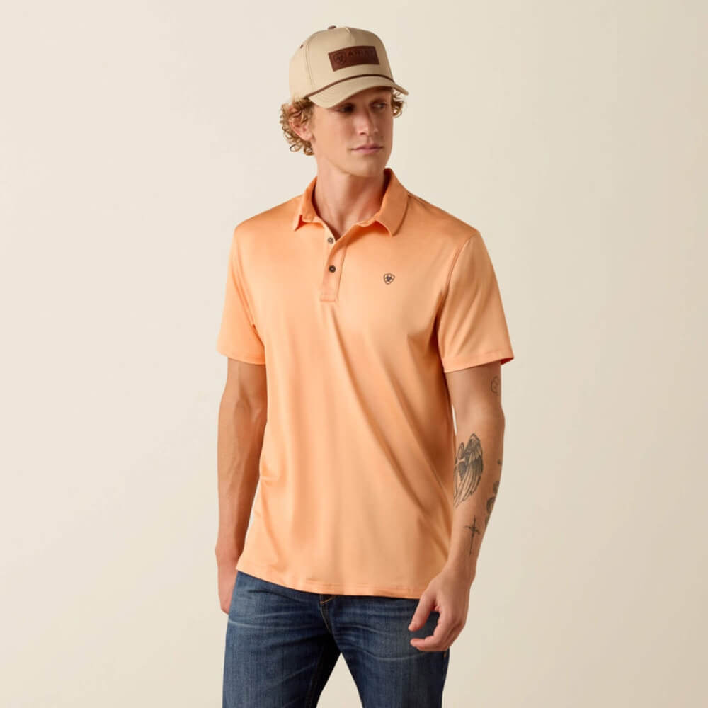 Ariat Mens Charger 2.0 Fitted Polo Shirt Cantaloupe - 10073465