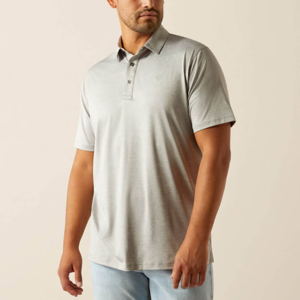 Ariat Mens Charger 2.0 Fitted Polo Shirt Medium Grey Heather - 10058858
