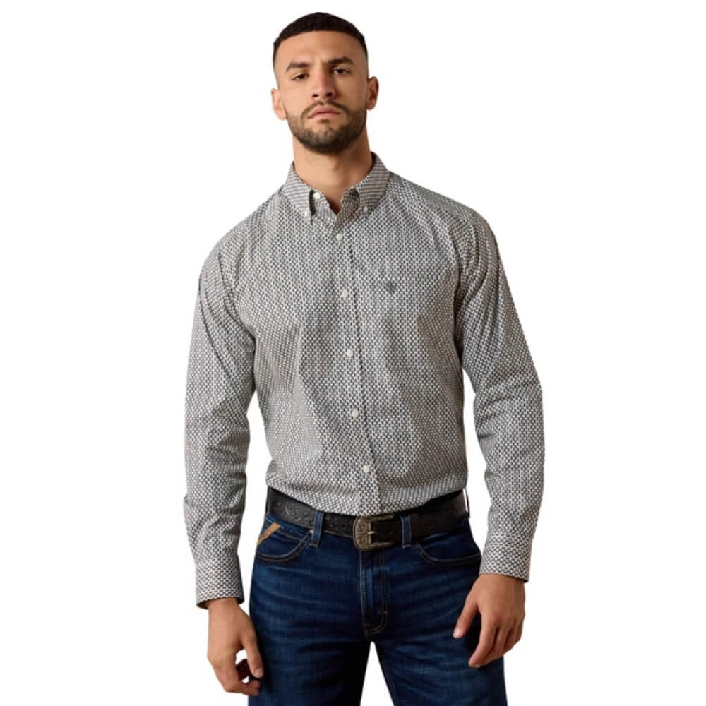 Ariat Mens Cliff Multi Geometric Shirt White - 10079413