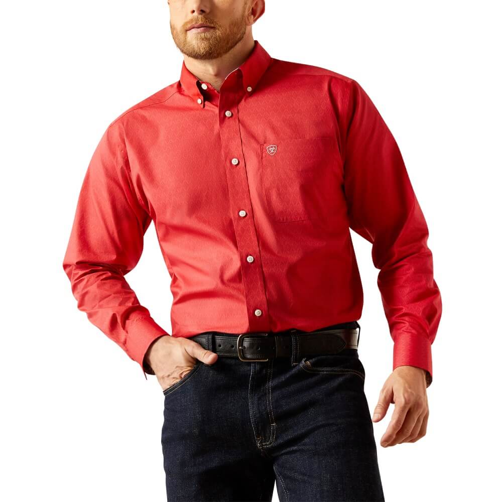 Ariat Mens Dangelo Long Sleeve Shirt Red - 10058951