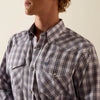 Ariat Mens Dash Long Sleeve Snap Shirt White/Blue Multicolor - 10073659