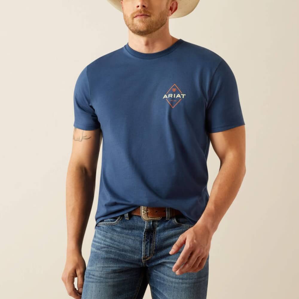 Ariat Mens Diamond Valley T-Shirt Space Blue