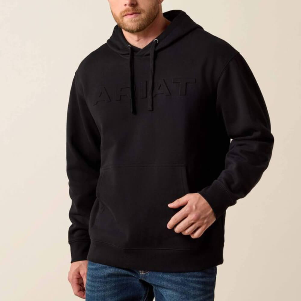 Ariat Mens Embossed Logo Hoodie Black - 10073716