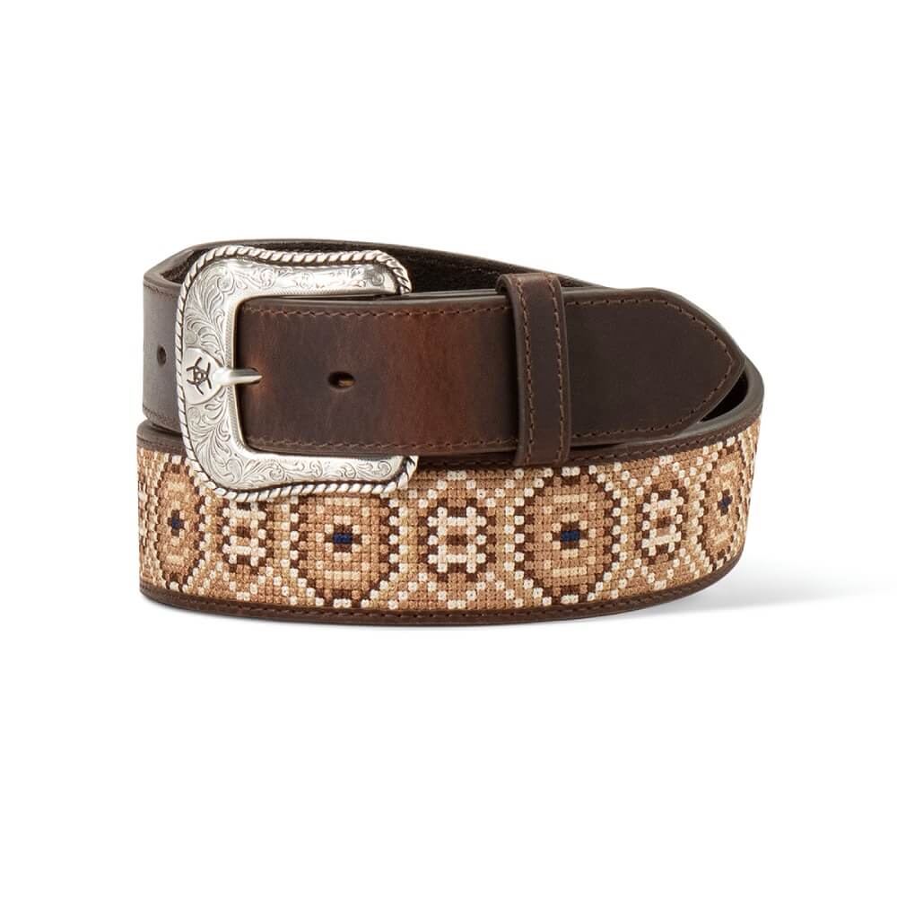 Ariat Mens Embroidered Rattlesnake Belt Brown - A1042602