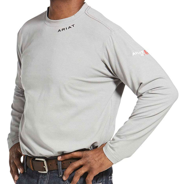 Ariat Mens FR Baselayer Work T Shirt In Grey Buy Now