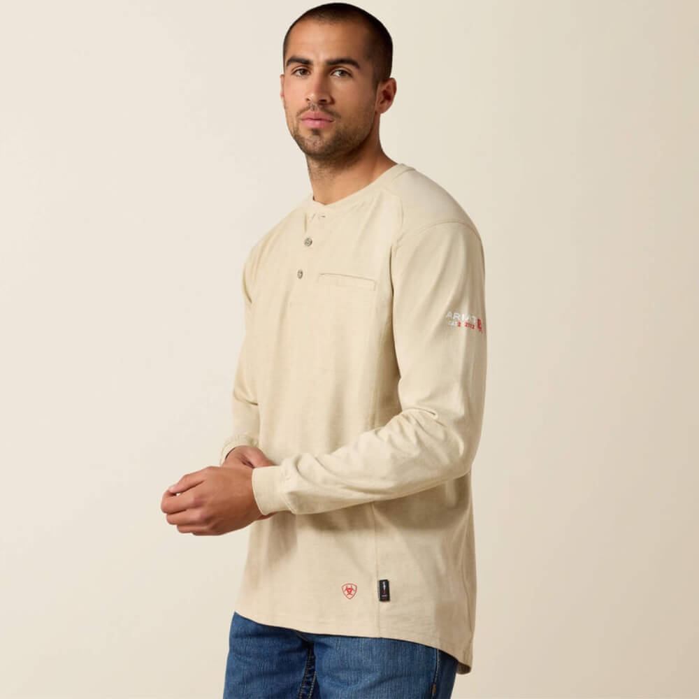 Ariat Mens FR Flame Resistant Work Shirt Sand Heather - 10022598