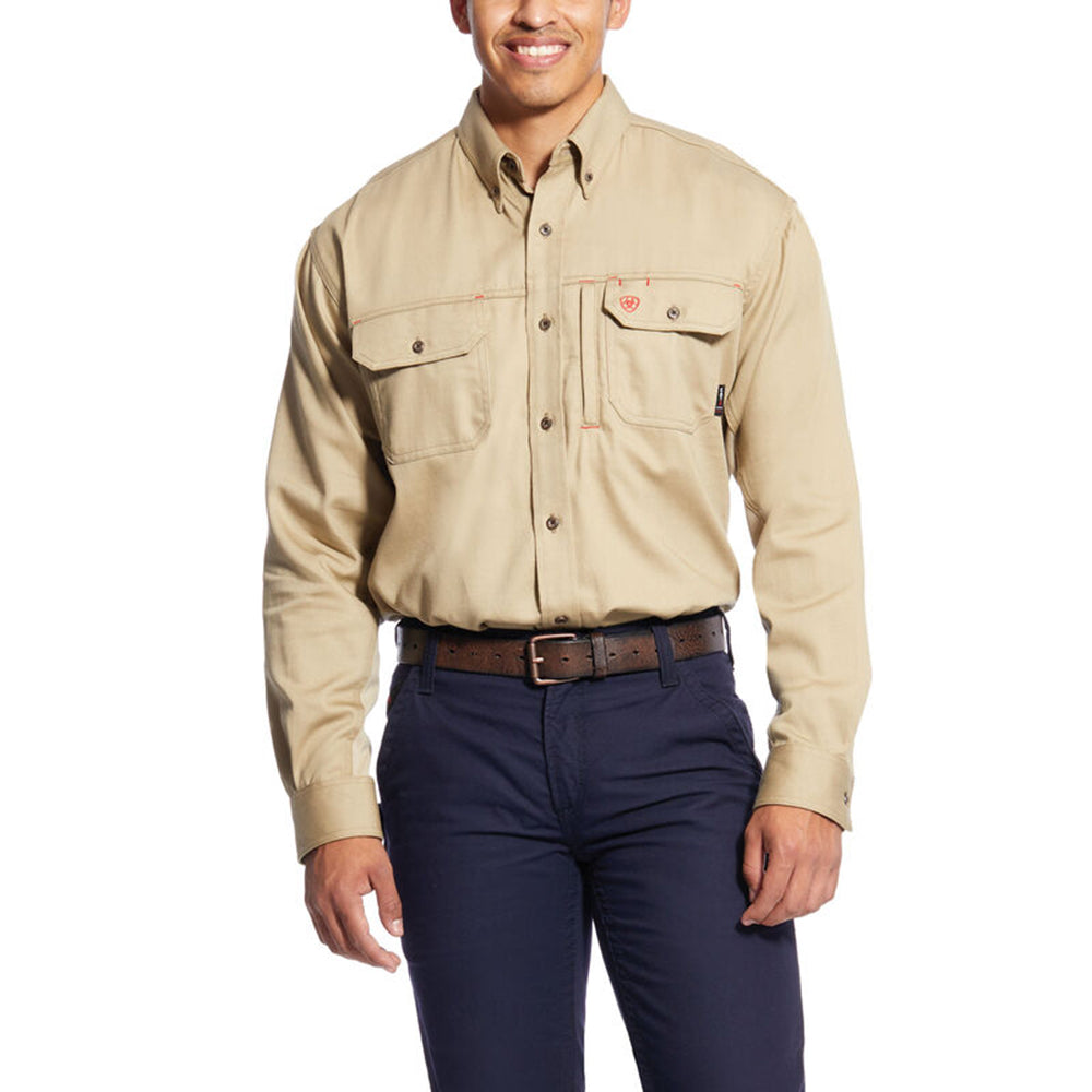 Ariat Mens FR Solid Vent Work Shirt Brown - 10025402
