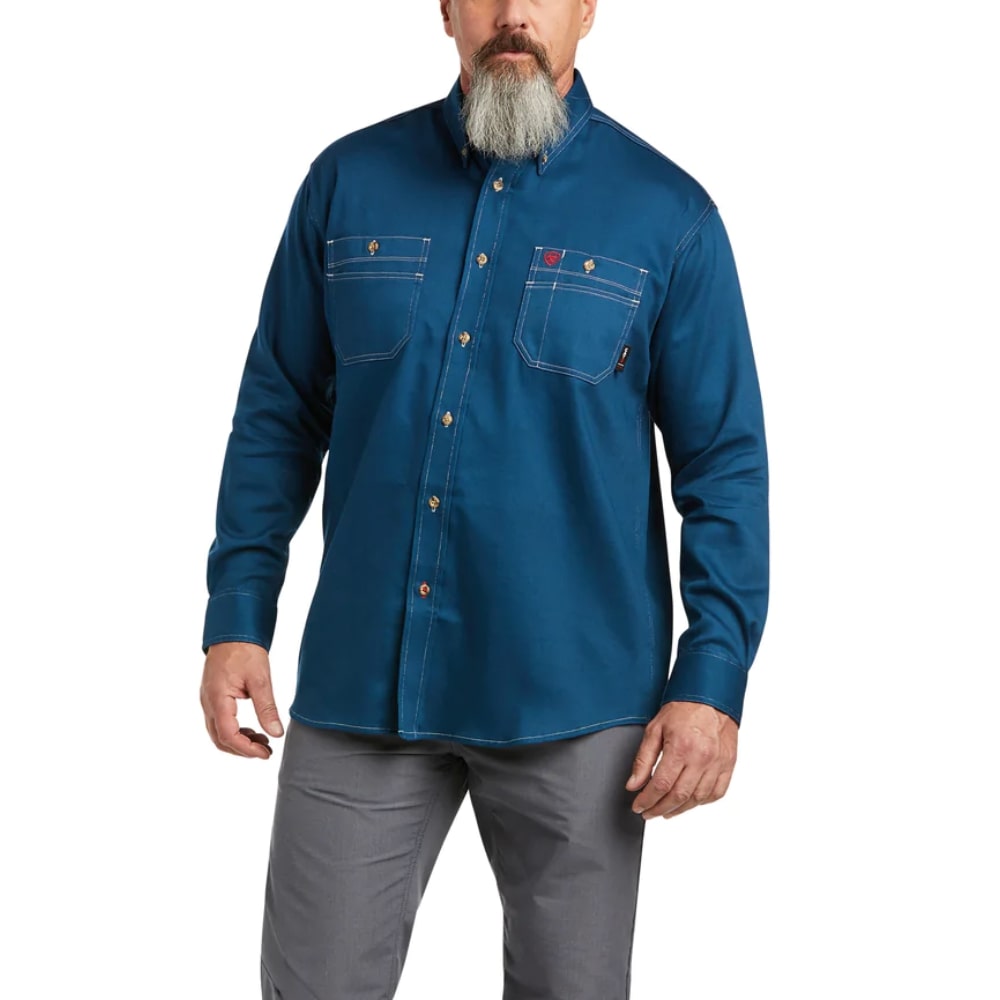 Ariat Mens FR Vented Work Shirt Skyfall Blue