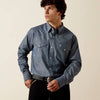 Ariat Mens Felipe Fitted Snap Shirt Chambray Blue - 10073623