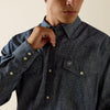 Ariat Mens Felipe Fitted Snap Shirt Chambray Blue - 10073623