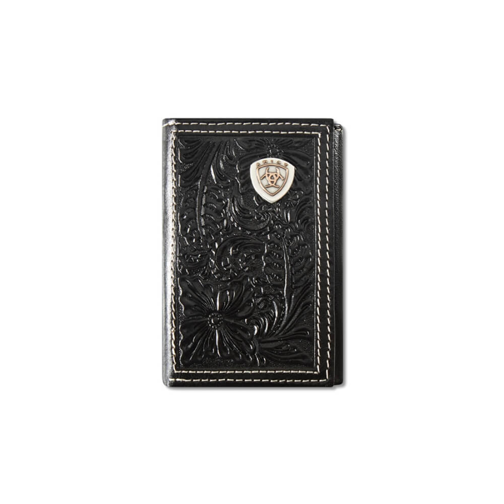 Ariat Mens Floral Embossed Wallet Black - A3559901