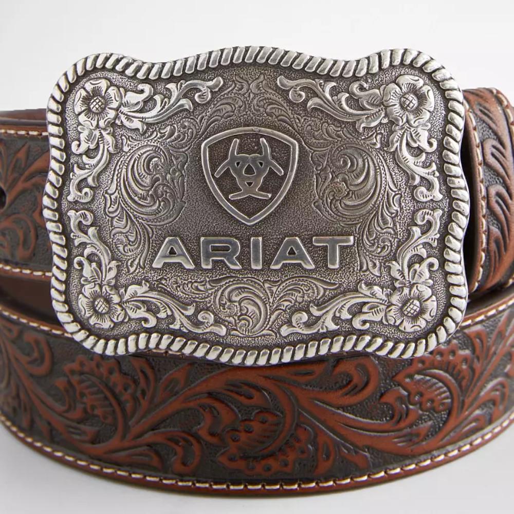 Ariat Mens Floral Tooled Belt