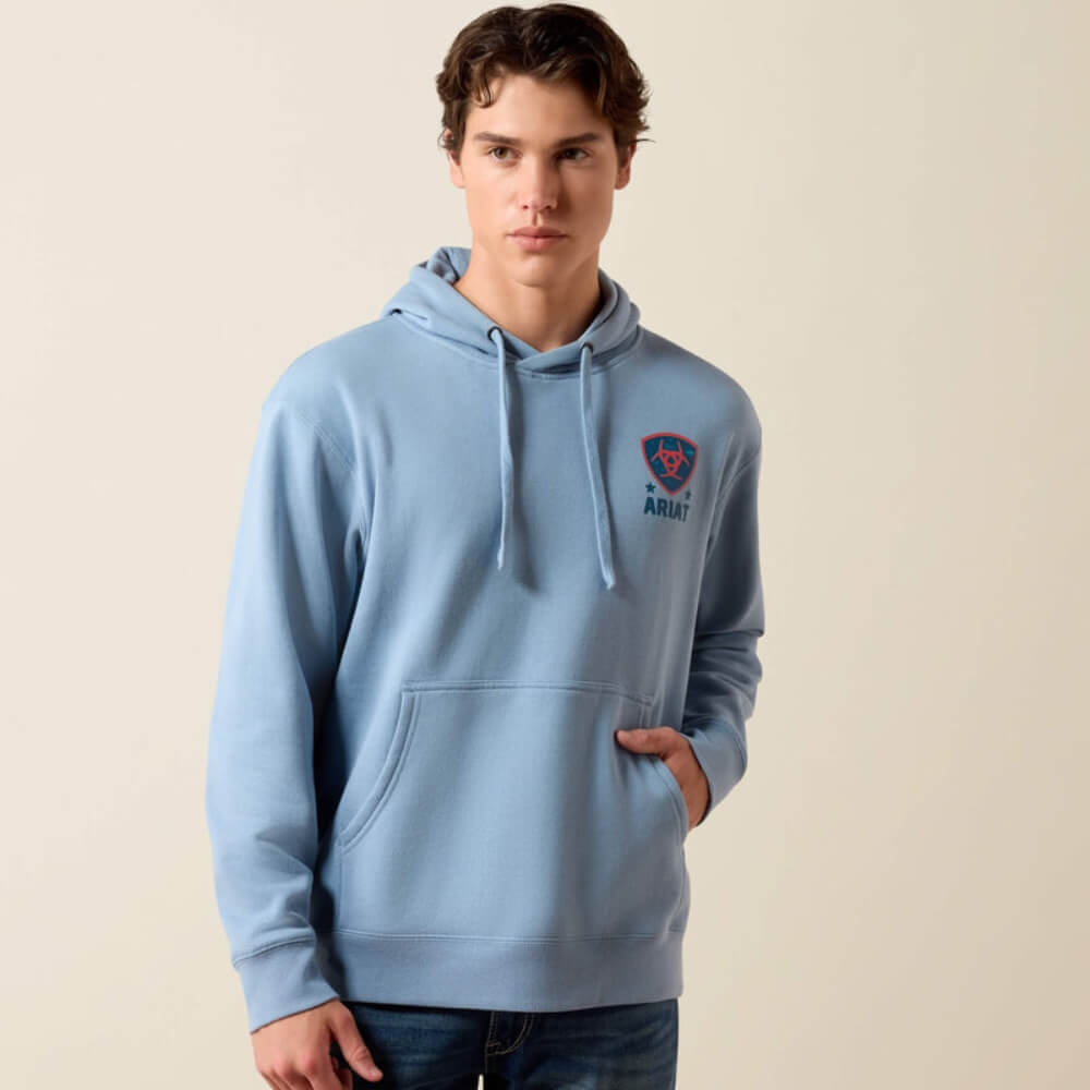 Ariat Mens Freedom Eagle Hoodie Light Denim - 10079363