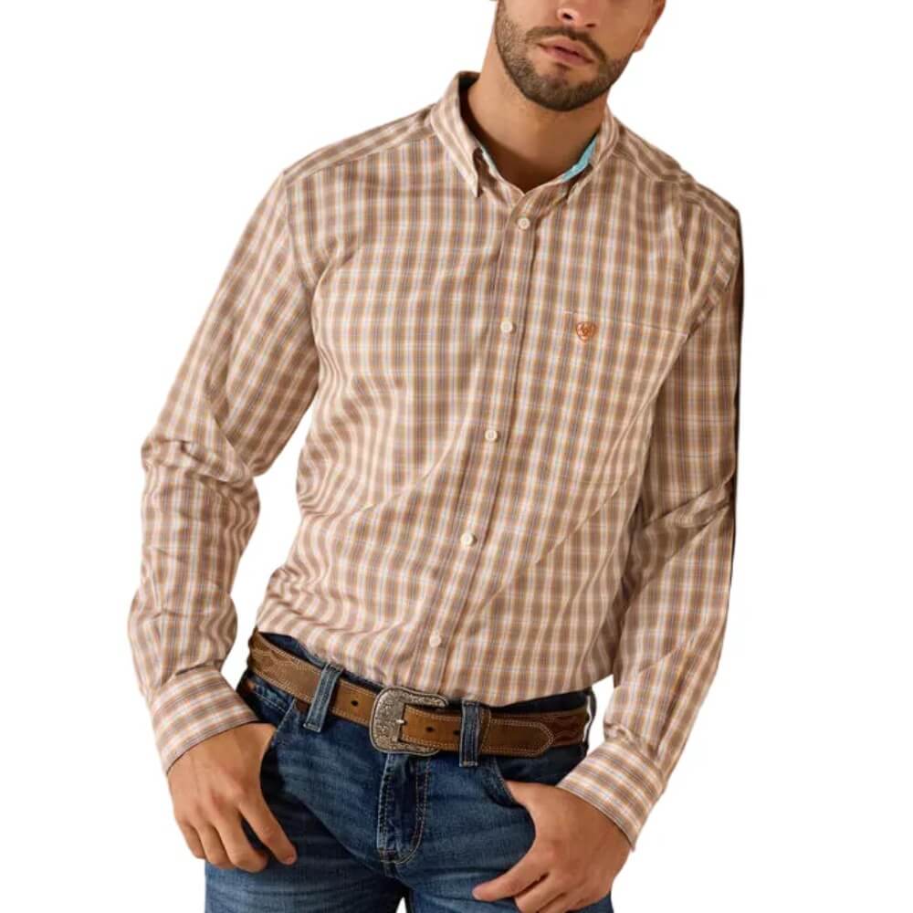 Ariat Mens Golden Plaid Ayden Shirt Oak - 10071756