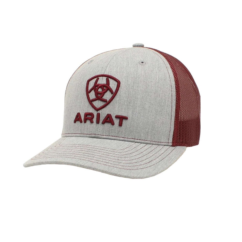 Ariat Mens Grey and Burgundy Logo Cap - A300012009