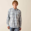 Ariat Mens Harry Retro Fitted Snap Shirt Light Blue - 10073579