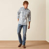Ariat Mens Harry Retro Fitted Snap Shirt Light Blue - 10073579
