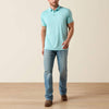 Ariat Mens Jacquard Printed Fitted Polo Shirt Aqua - 10071098