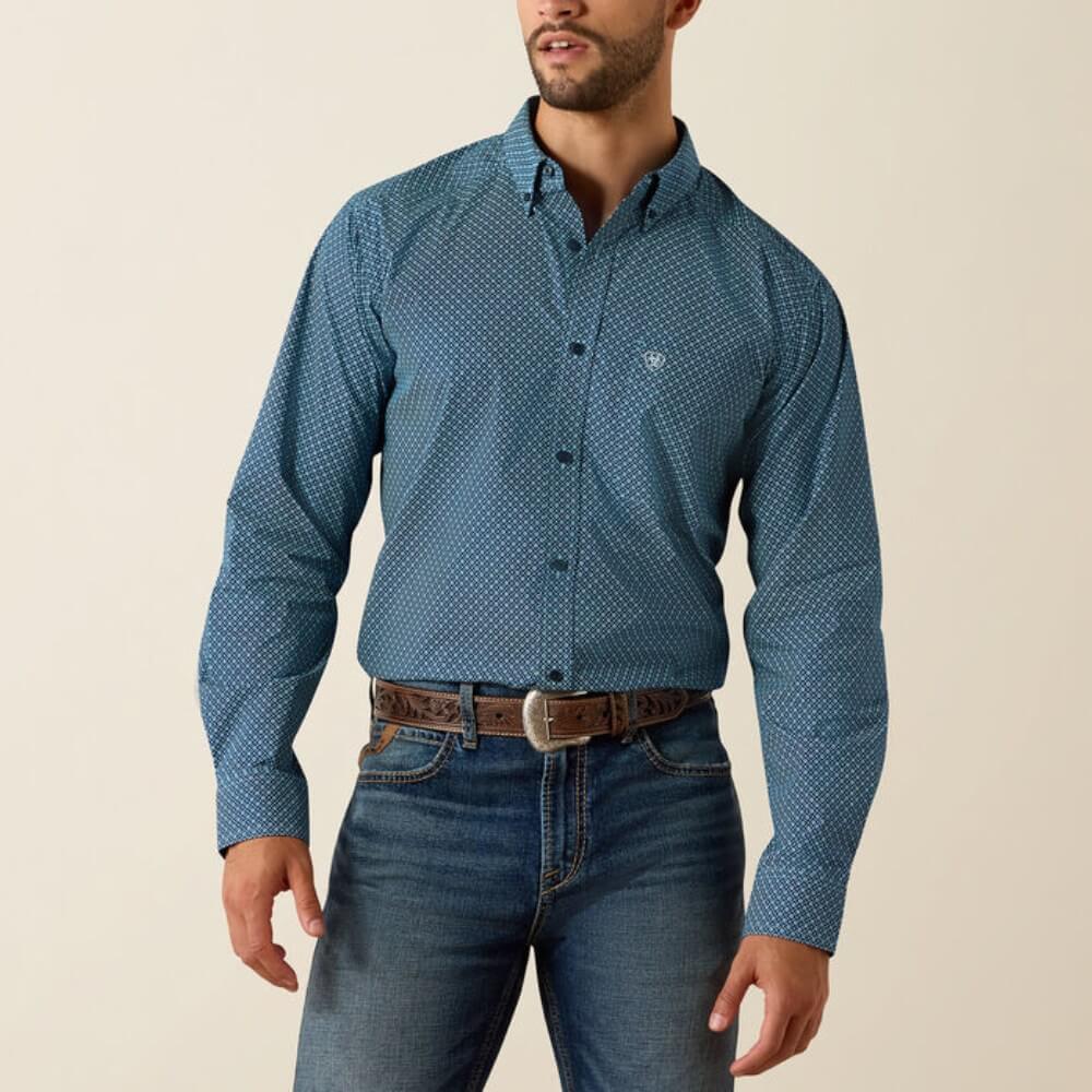 Ariat Mens Jordi Fitted Shirt Poseidon - 10071600