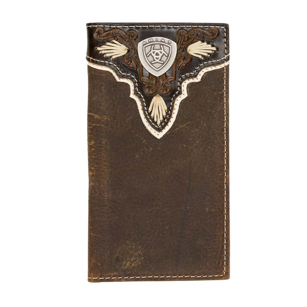 Ariat Mens Leather Checkbook Wallet | Brown | Western