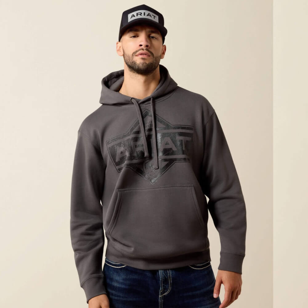 Ariat Mens Leather Diamond Hoodie Dark Shadow - 10079648