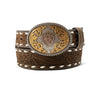 Ariat Mens Leather W/Floral Embossed Belt Aged Bark - A10434217