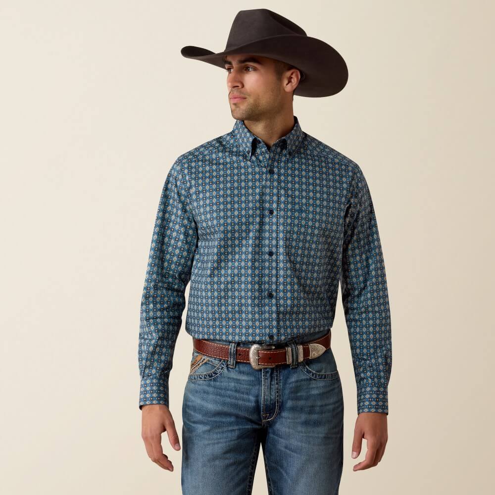 Ariat Mens Lex Button-Down Western Shirt Blue - 10080652