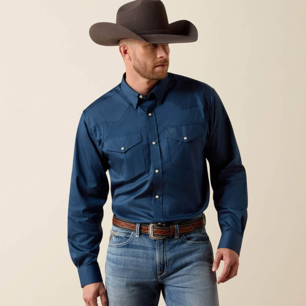 Ariat Mens Lightweight Twill Classic Fit Snap Shirt Key Largo - 10073614