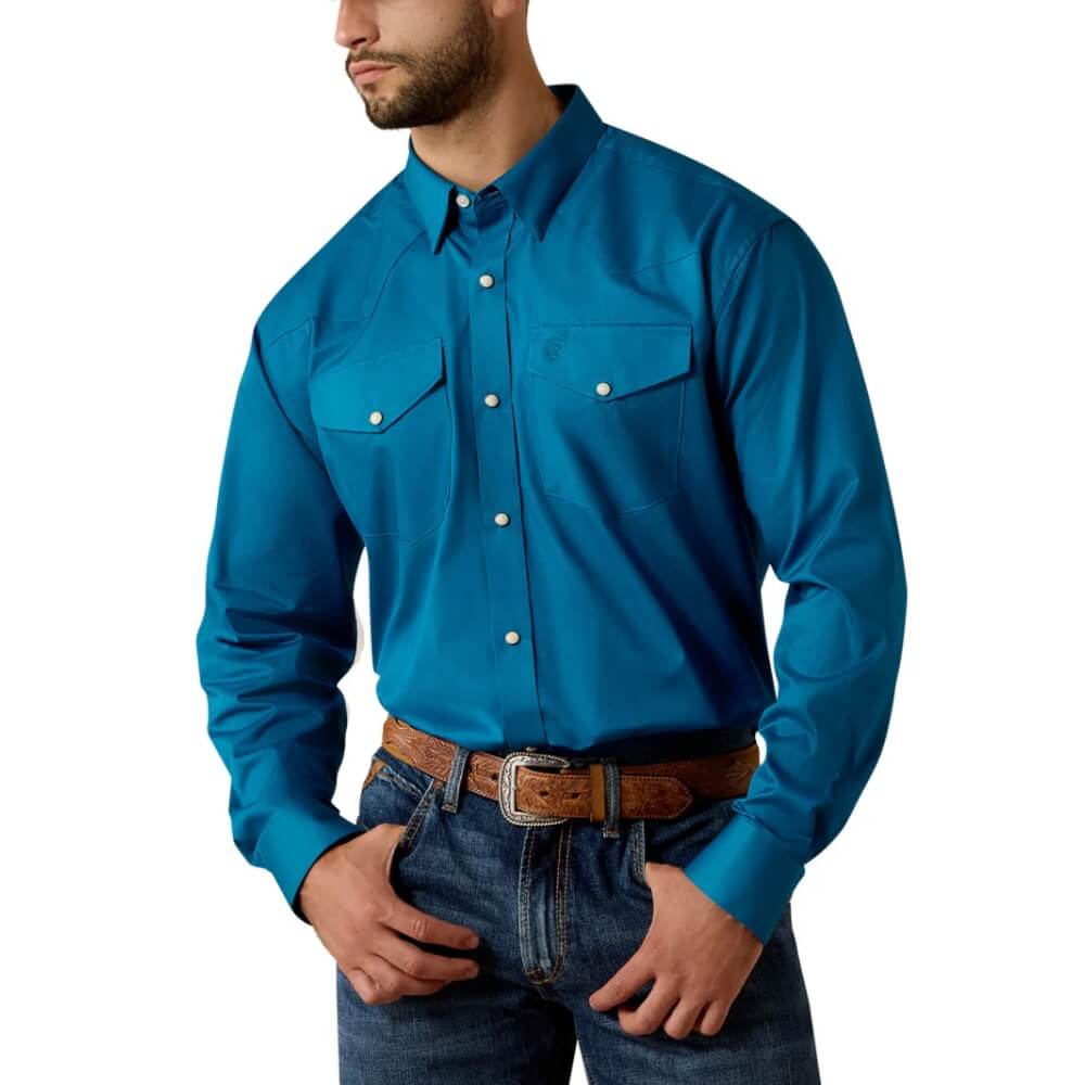 Ariat Mens Lightweight Twill Snap Shirt Seaport - 10071234