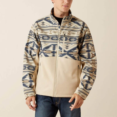 Ariat Mens Logo Softshell Jacket White pepper southwest - 10062581