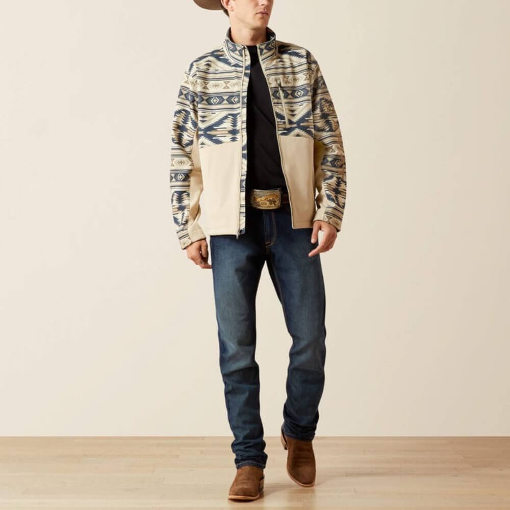 Ariat Mens Logo Softshell Jacket White pepper southwest - 10062581