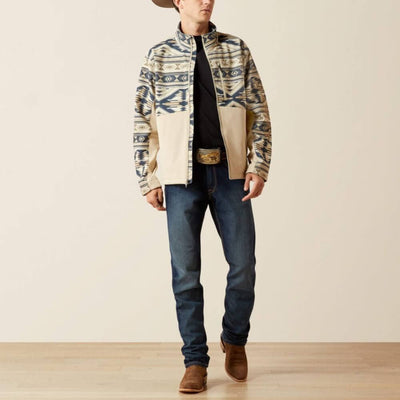 Ariat Mens Logo Softshell Jacket White pepper southwest - 10062581