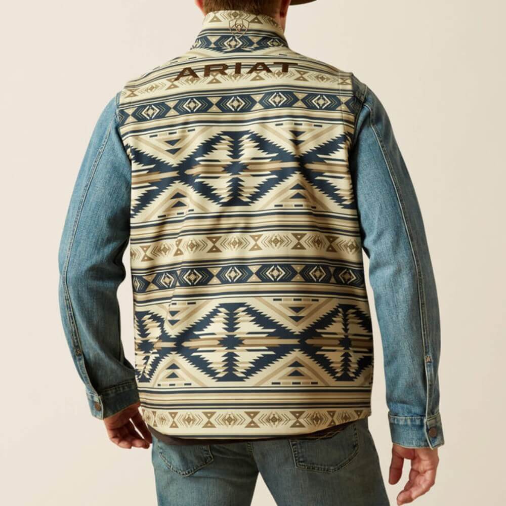 Ariat Mens Logo Softshell Vest White Pepper Southwest - 10062590