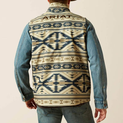 Ariat Mens Logo Softshell Vest White Pepper Southwest - 10062590